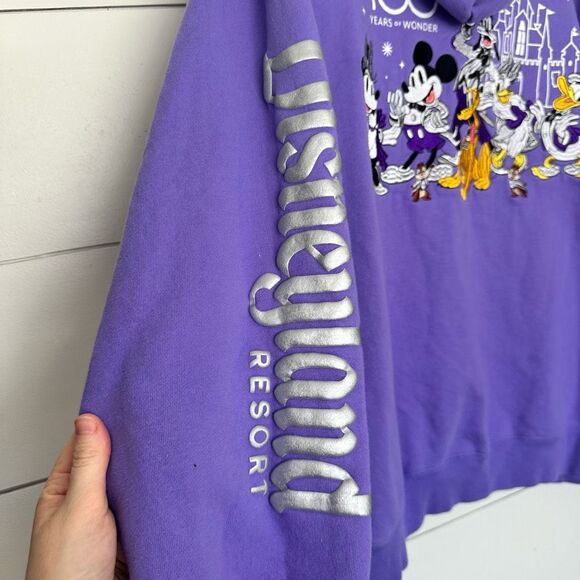 Disney Women’s XXL 100 Disneyland Purple Embroidered Hoodie Sweatshirt Mickey - Picture 4 of 5